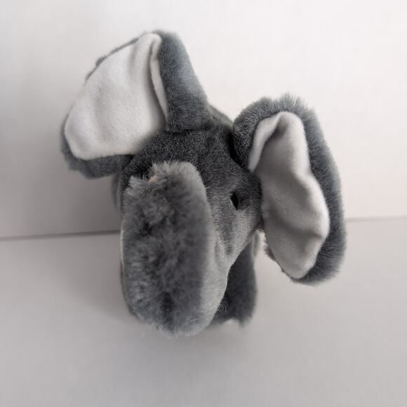 Vintage K&M International Grey Elephant Swivel Head Plush Lucky Trunk Up 1992 - Picture 5 of 11